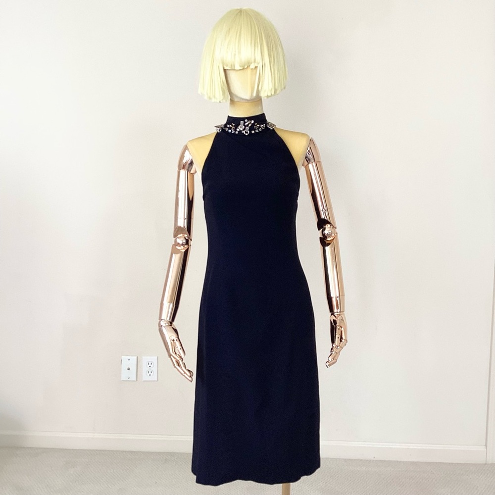 GIVENCHY  Black Halter Dress with Embellished Neckline  SZ 2/34